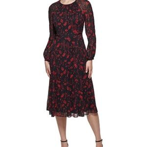 Tommy Hilfiger Black and Red Long Sleeve Dress